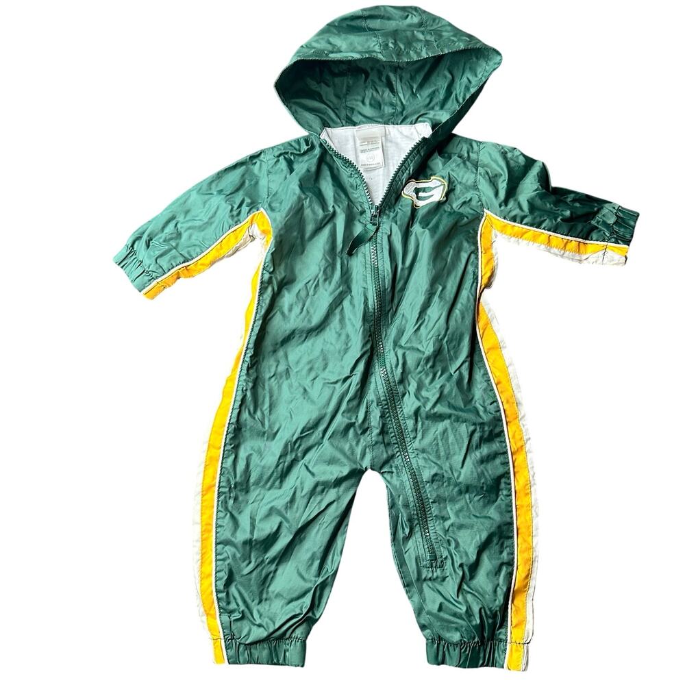 Vintage NFL Green Bay Packers Baby One Piece Windbreaker Lined Unisex 6/9m